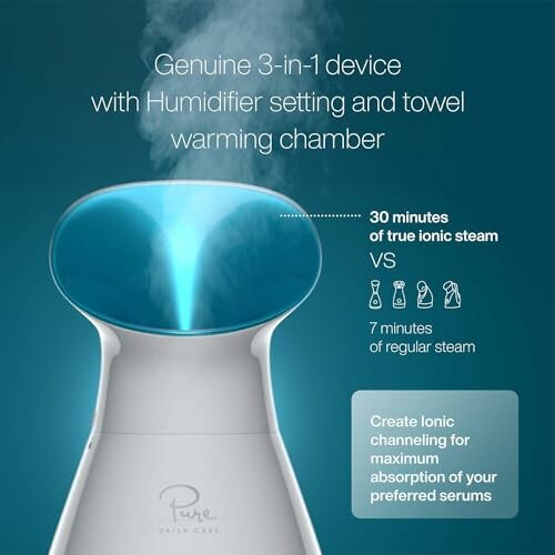 3-in-1 device with humidifier and towel warming features.