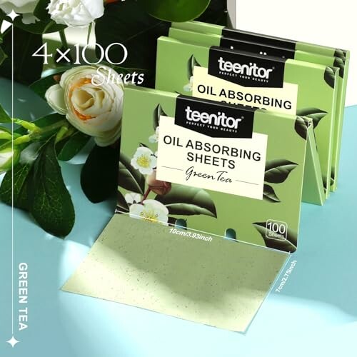 Oil absorbing sheets with green tea on water surface