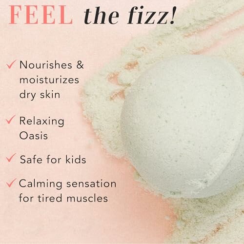 Bath bomb with benefits including moisturizing and relaxation.