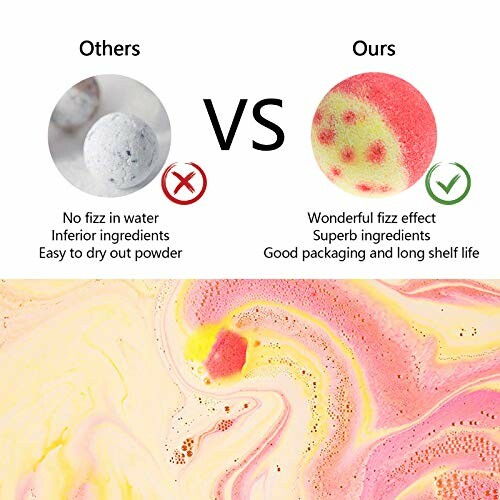 Comparison of inferior and superb bath bombs with fizz effect.