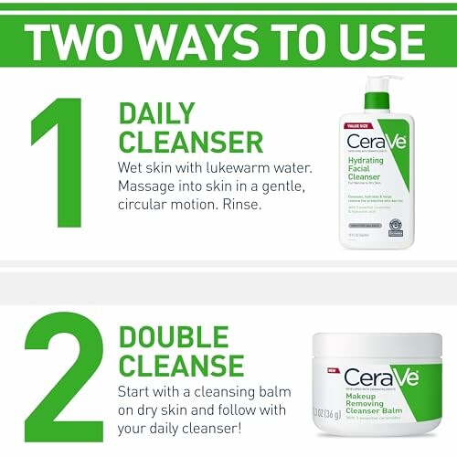 CeraVe daily and double cleanse methods