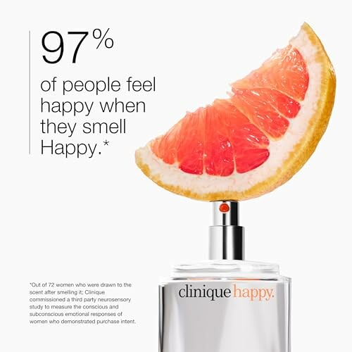 Clinique Happy perfume ad with grapefruit slice.