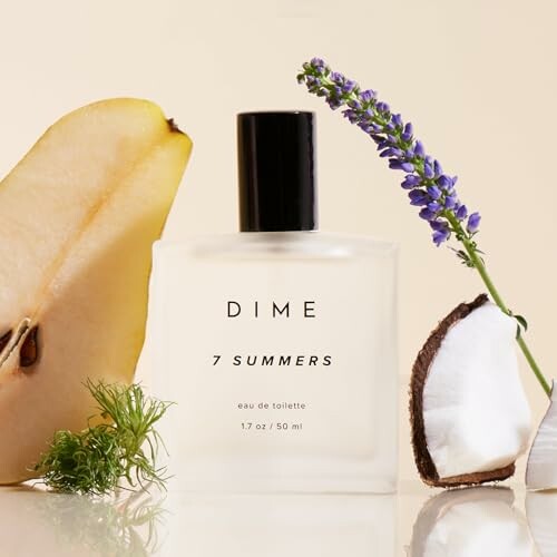 DIME 7 Summers perfume bottle with pear, lavender, coconut, and dill.