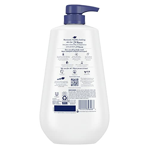 Back of Dove body wash bottle with pump