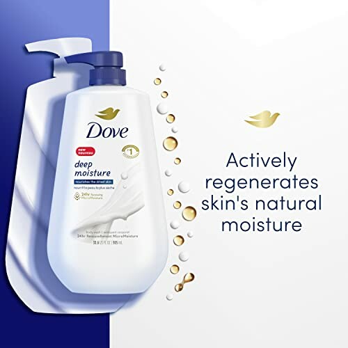 Dove Deep Moisture Lotion with text 'Actively regenerates skin's natural moisture'.