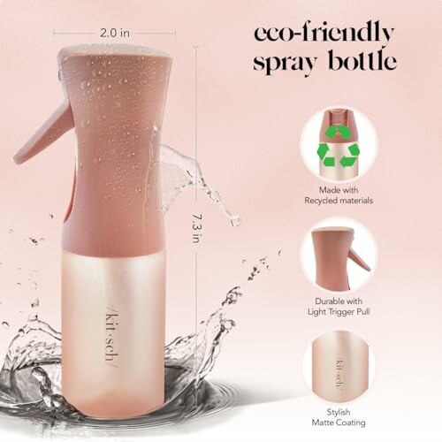 Eco-friendly spray bottle with features listed