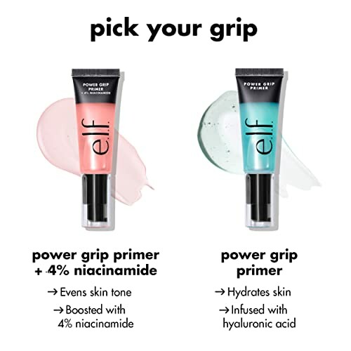 Comparison of e.l.f. Power Grip Primer with and without niacinamide.