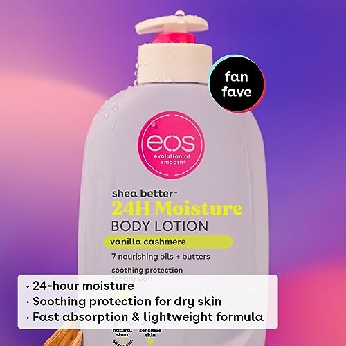 EOS vanilla cashmere body lotion with 24-hour moisture