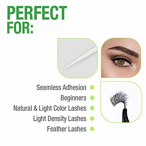 Guide for eyelash adhesive: perfect for seamless adhesion, beginners, natural and light color lashes, light density lashes, feather lashes.