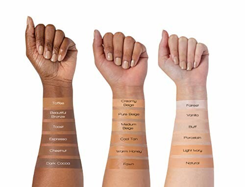 Three arms showcasing different foundation shades.