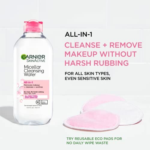 Garnier Micellar Cleansing Water with eco pads.