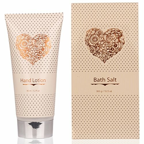 Hand lotion and bath salt set with floral design