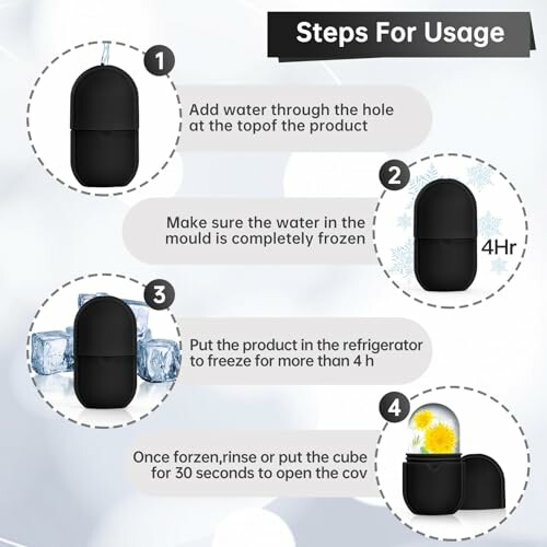 Steps for using an ice cube mold with illustrations.