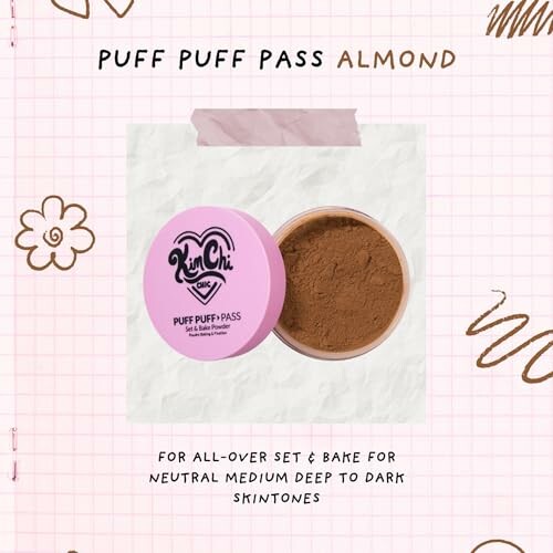 KimChi Puff Puff Pass Almond setting powder for neutral medium to dark skintones.