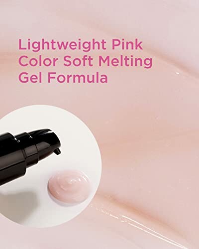 Lightweight pink gel formula with pump dispenser and gel swatch