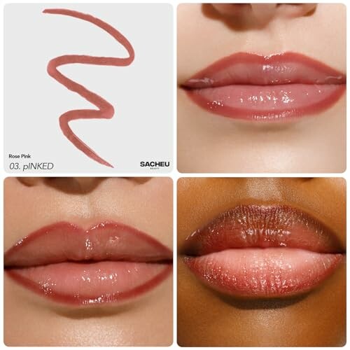 Lip swatches showing different shades on various skin tones.