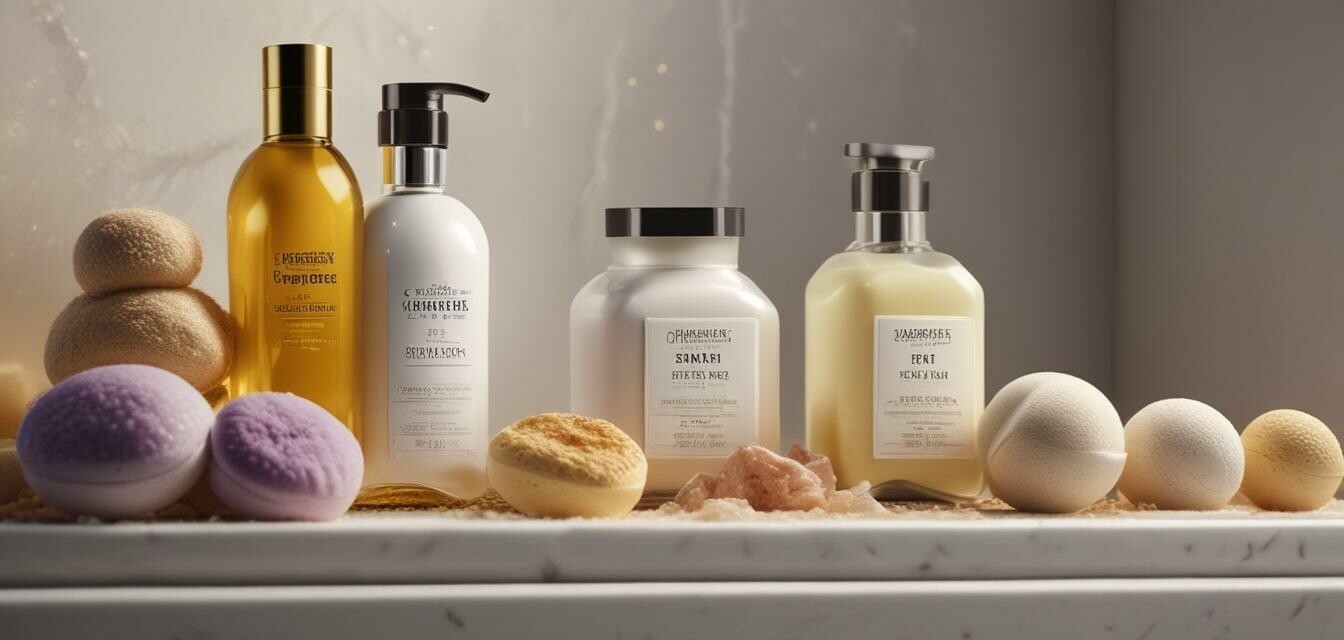 Luxury bath products on display