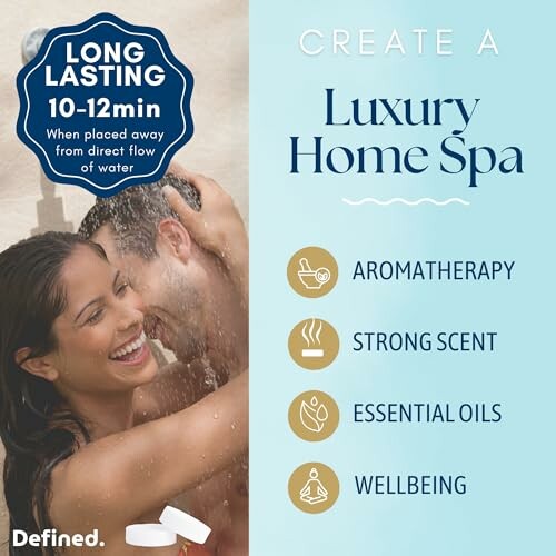 Advertisement for creating a luxury home spa with aromatherapy and essential oils.