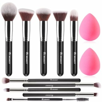 Set of makeup brushes and sponges