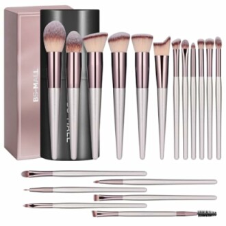 Set of makeup brushes with various shapes and sizes