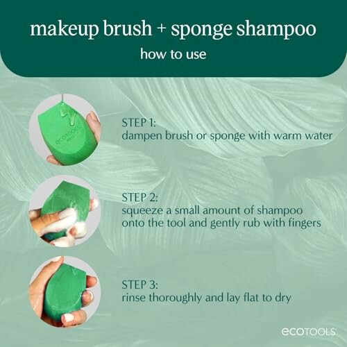 Instructions for using makeup brush and sponge shampoo.