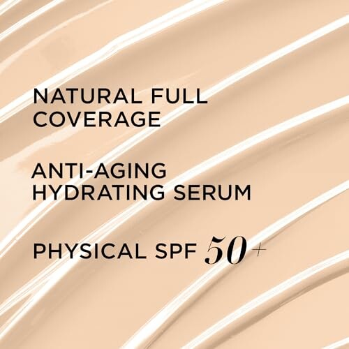 Natural full coverage anti-aging hydrating serum with SPF 50.