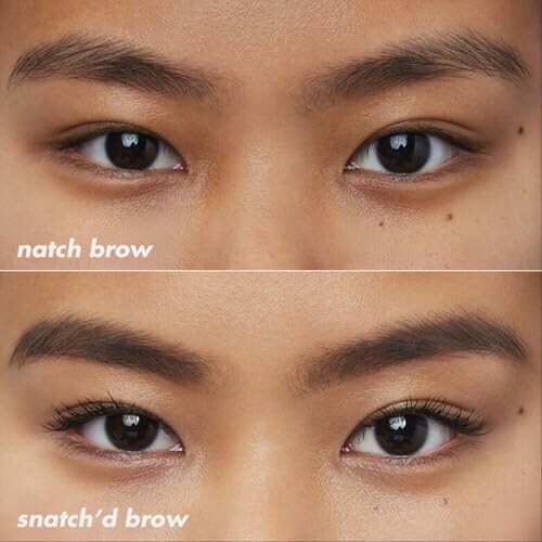 Comparison of natural and defined eyebrows on a person's face.