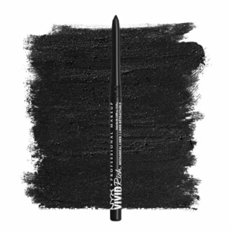 NYX Professional Makeup black eyeliner pencil on textured background