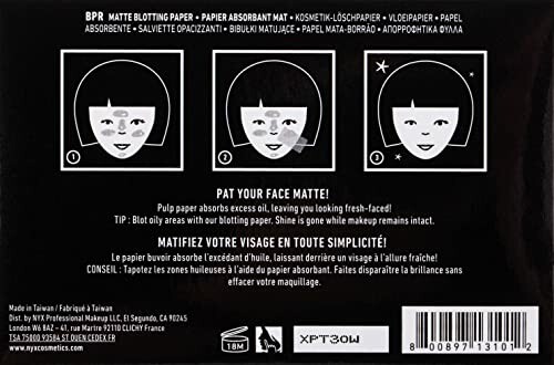 NYX Matte Blotting Paper packaging with instructions.