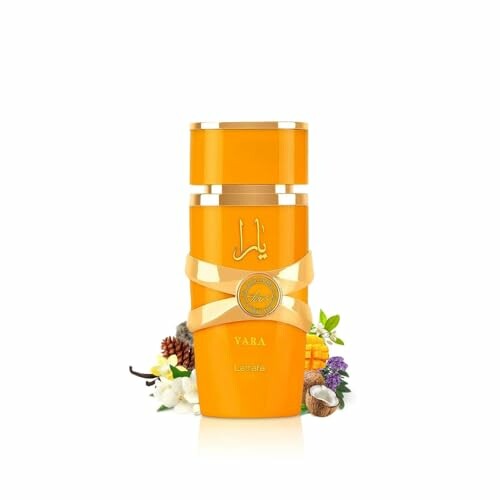 Orange perfume bottle with decorative elements