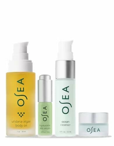 OSEA skincare products including body oil, serum, cleanser, and cream