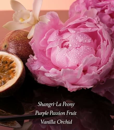 Pink peony with passion fruit and orchid