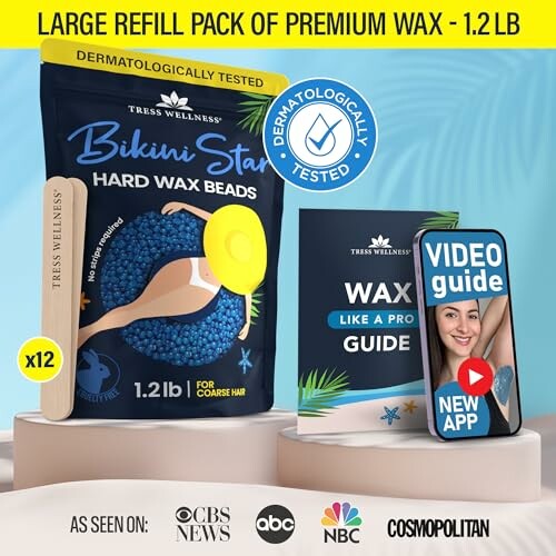 Premium wax pack with video guide and dermatologically tested label.