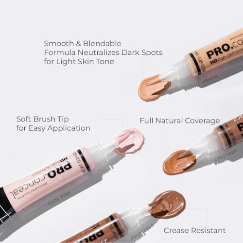 Four tubes of Pro Conceal in various shades with descriptive text.