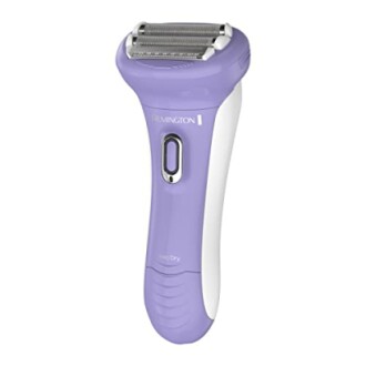 Purple and white electric shaver