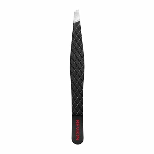 Revlon black slant tip tweezers with textured grip