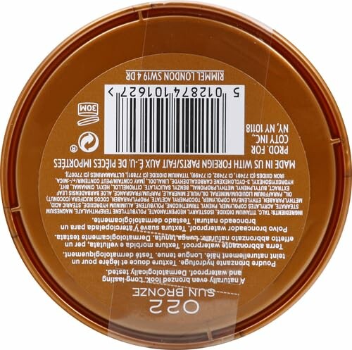 Rimmel Sun Bronze face powder product label