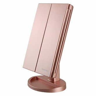 Rose gold folding vanity mirror with stand