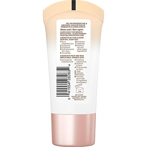 Back of a skincare product showing ingredients and instructions.