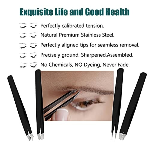 LUDOUPIER 4+1 Pieces Tweezers Set