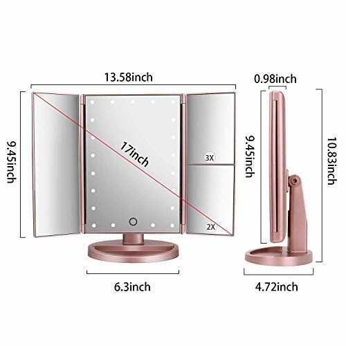 deweisn Tri-Fold Lighted Vanity Mirror