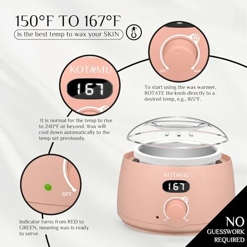 Wax warmer temperature guide with instructions for use.